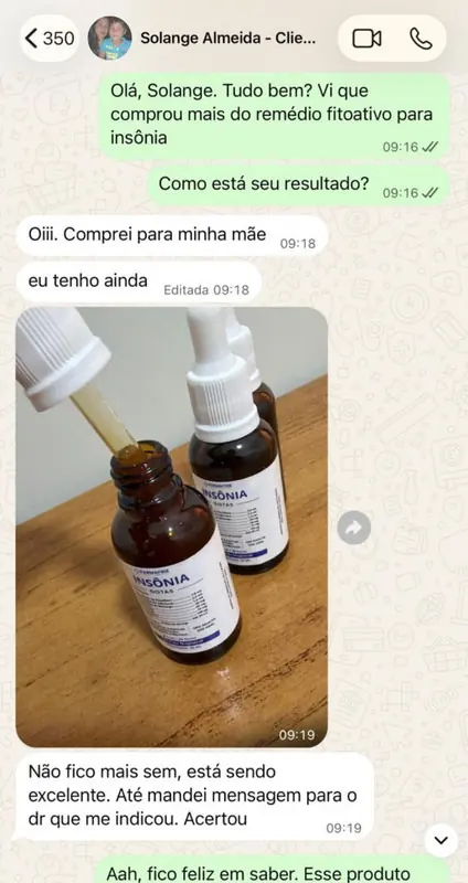 Print WhatsApp cliente Fórmula para Insônia